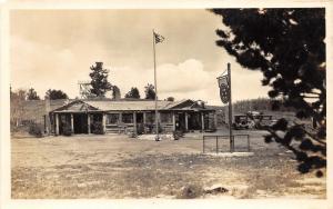 Laramie Wyoming~Rotary Club Log Cabin~Classic 30s Cars~RPPC-Postcard