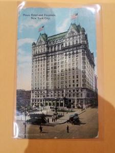 Antique Postcard, Plaza Hotel and Fountain, New York City