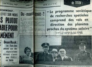 231140 FRANCE 1961 L'Humanite newspaper SPACE Titov Vostok 2