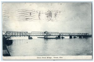 1910 Cherry Street Bridge River Steamer Toledo Ohio OH Vintage Antique Postcard