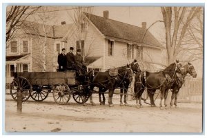 J. S. Eckert Horse Wagon Wyoming Pennsylvania PA RPPC Photo Antique Postcard 