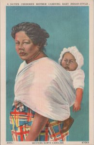 Postcard Native American Native Cherokee Mother Carrying Baby