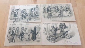 Collection set 12 postcards The courtship Marriage of Mr Thomas cat artist sign