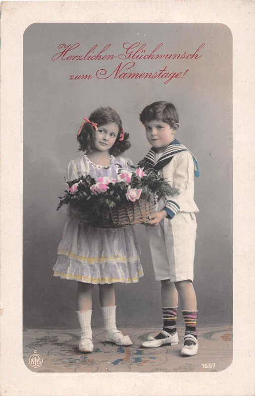 Herzlichen Gluchwunsch Namenstage Name Day Germany 1910c postcard