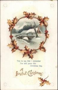 Ellen Clapsaddle Christmas - Winter Scene Leaf Border c1910 Postcard