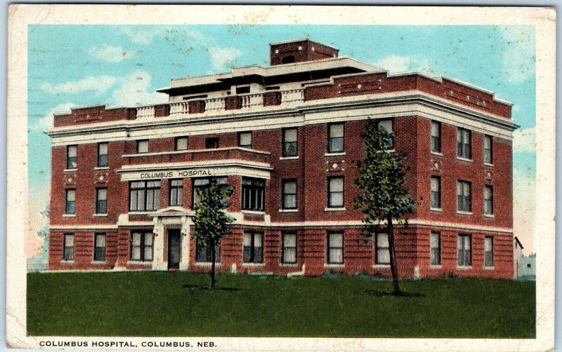 c1910s Columbus, Neb. Hospital Building Postcard American Art NE Antique A73