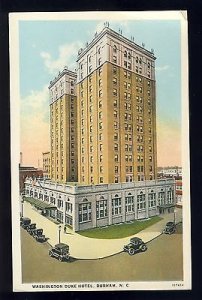 Durham, North Carolina/NC Postcard, Washington Duke Hotel, Old Cars