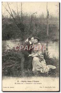 Old Postcard Idyll In i & # 39Yonne In Thunder And Kisses Female