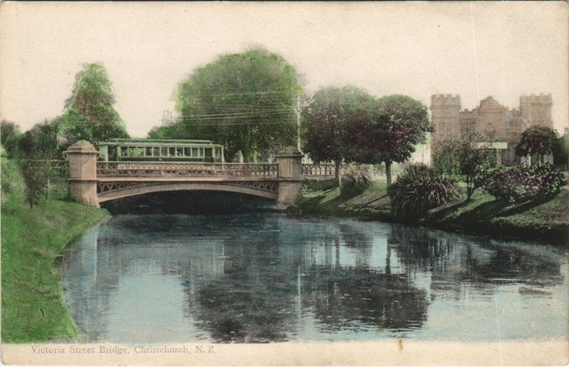 PC NEW ZEALAND, CHRISTCHURCH, VICTORIA ST BRIDGE, Vintage Postcard (B41429)