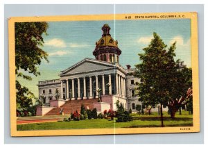 Vintage 1951 Postcard State Capitol Building Gold Dome Columbia South Carolina