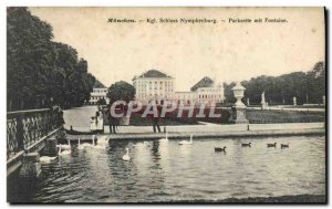 Old Postcard Kgl Schloss Nymphenburg Munchen Parkseite Mit Fontaine