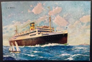 Vintage Postcard 1938 S.S. Brazil, Turbo-Electric Ocean Line, American Repubic