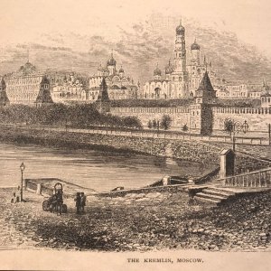 1880's Victorian Print Russian Kremlin Moscow / 2V1-104