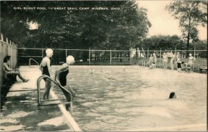 Swimming Pool, Girl Scout Camp Great Trail Minerva OH Vintage Postcard W25