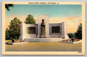 Civil War  Gettysburg  Pennsylvania  Lincoln Speech Memorial    Postcard