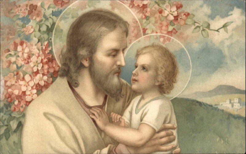 Jesus Christ as Man Holding Young Boy Jesus CHRISTIANITY