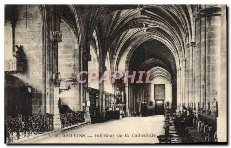 Old Postcard Moulins Interior of the Cathedral