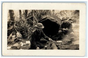 c1910's Frank Schank Camping Cooking Skillet RPPC Photo Posted Antique Postcard