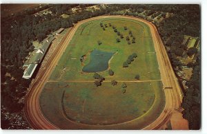 Aerial View of SARATOGA RACE TRACK, Crowds Watching Horse Race, Vintage Postcard