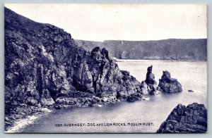 Guernsey  England UK  Dog & Lion Rocks  Moulin Huet   Postcard