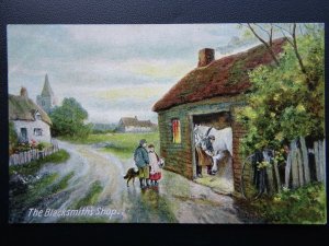 Rural Life - The Blacksmith's Shop PLOUGHING Shire Horses c1911 Postcard
