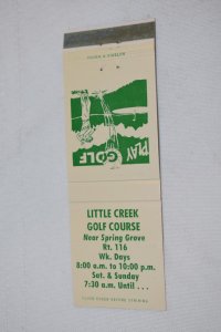 Little Creek Golf Course Near Spring Grove 20 Front Strike Matchbook Cover