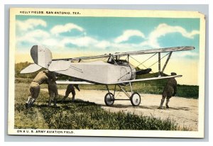 Vintage 1910's WW1 Military Postcard US Army Biplane Kelly Fields San Antonio TX