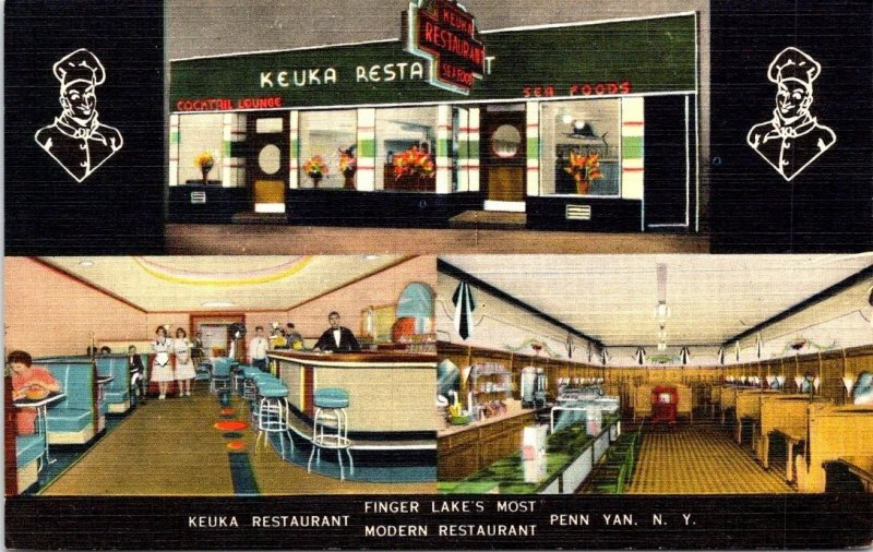 Penn Yan, NY New York  KEUKA RESTAURANT Finger Lakes Roadside  ca1940's Postcard