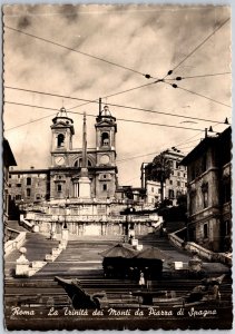 1910's Roma - La Trinita dei Monti da Piazza Rome Italy Real Photo RPPC Postcard