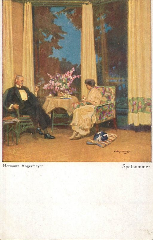 German artist postcard Hermann Angemeyer - Late summer