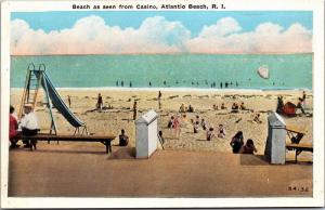 Beach as Seen from Casino, Atlantic Beach RI Vintage Postcard H12