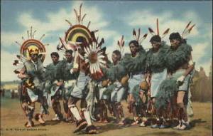 Native Americana Rainbow Dance by Pueblo Indians Linen Po...