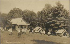 Meredith NH Postal Cancel Tents at Anawan - Girls Camp - Scouts? RPPC c1915