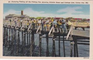 Enjoying Fishing Off Pishing Pier Showing Atlantic Hotel & Cottage Line Ocean...