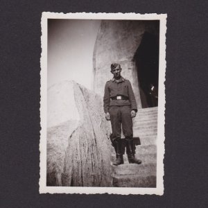 Original photo, WWII, German soldier on the stairs, Wehrmacht, Uniform