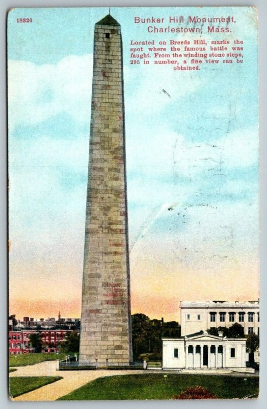 Bunker Hill Monument  Charlestown  Massachusetts   Postcard  1910