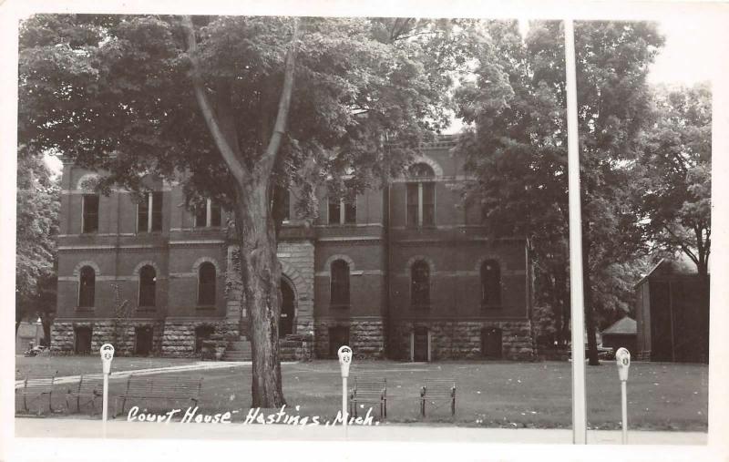 D12/ Hastings Michigan Mi Real Photo RPPC Postcard c40s Court House Building