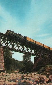 Train Rutland 207 Diesel & Box Cars Cuttingsville Bellows Trestle Old Postcard