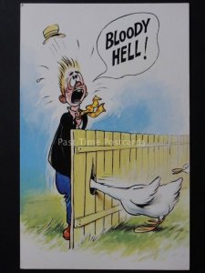 Bamforth & Co BLOOODY HELL! Man taking a Pee, Goose puts head through fence