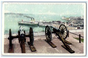 c1910 Fort Mackinac Down Old Fort Mackinac Island Michigan MI Vintage Postcard