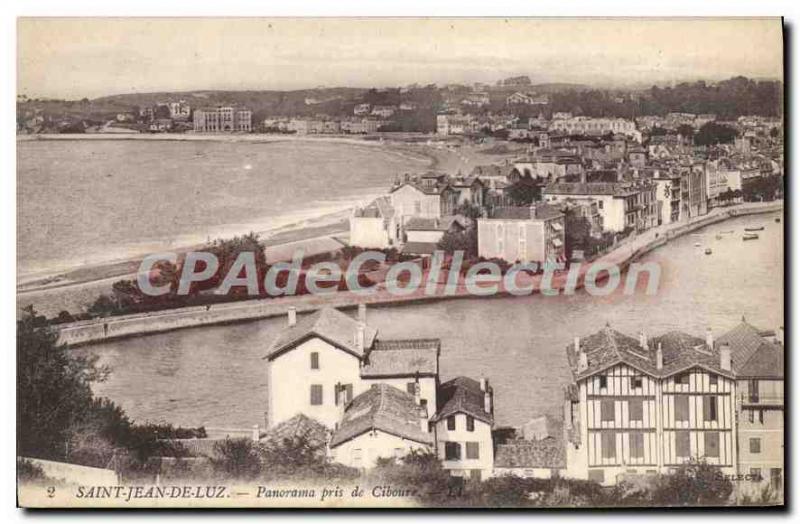 Old Postcard Saint Jean de Luz Panorama Taken from Ciboure