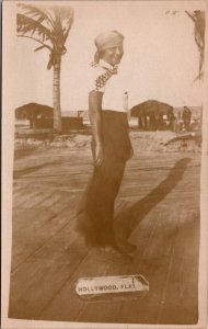 Real Photo Postcard Woman in a Hollywood, Florida Photo Studio