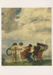 Franz Von Stuck Dance Of Spring Painting Postcard