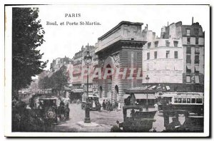 Old Postcard Paris and Porte St Martin Blvd.