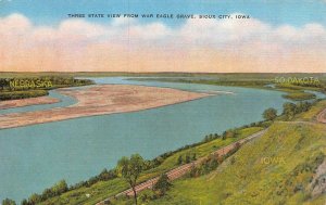 SIOUX CITY, Iowa IA   THREE STATE VIEW From WAR EAGLE GROVE   c1940's Postcard