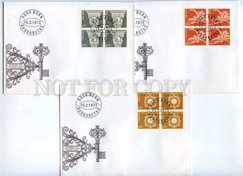 417361 Switzerland 1973 year First Day COVERS definitive block four stamps FDC