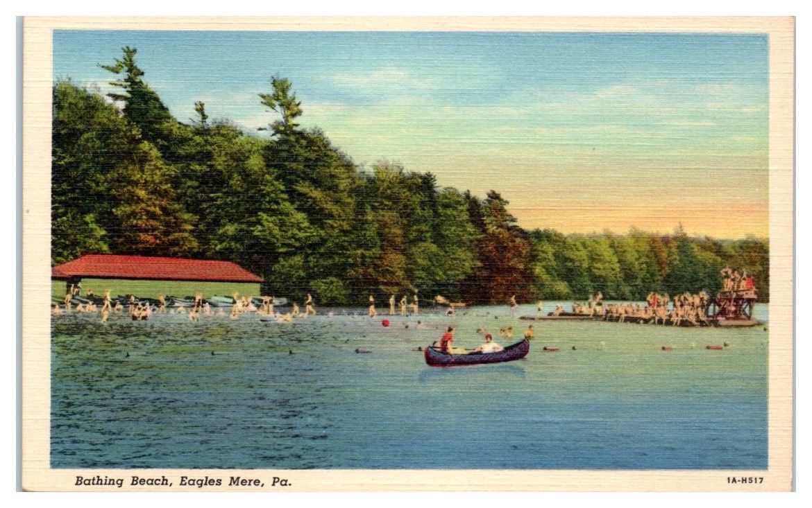 Mid-1900s The Beach at Eagles Mere, PA Postcard | United States ...