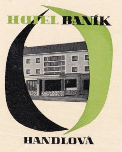 Czechoslovakia Handlova Hotel Banik Vintage Luggage Label sk3641