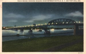 Vintage Postcard Peace Bridge Crossing Niagara River Between New York & Ontario