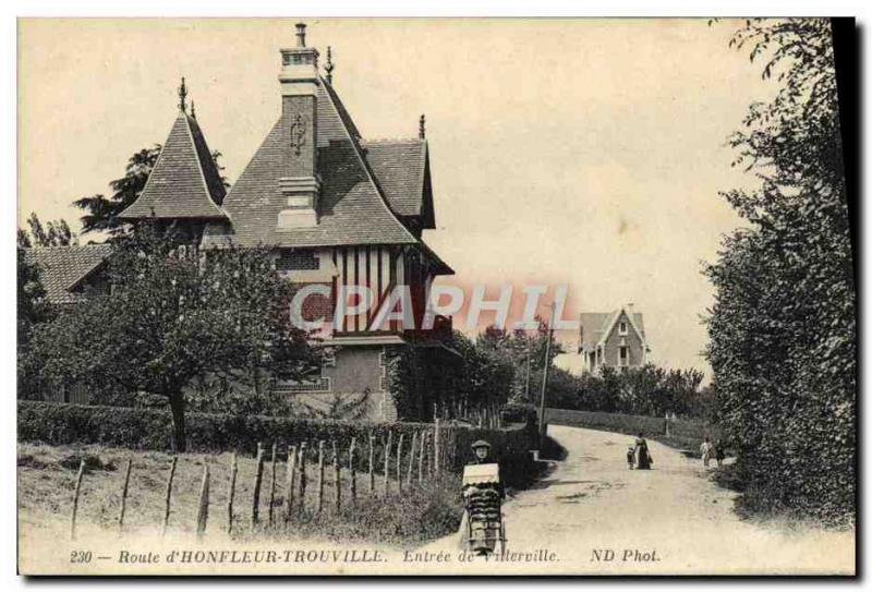 Old Postcard Route Honfleur Trouville Entree Villerville